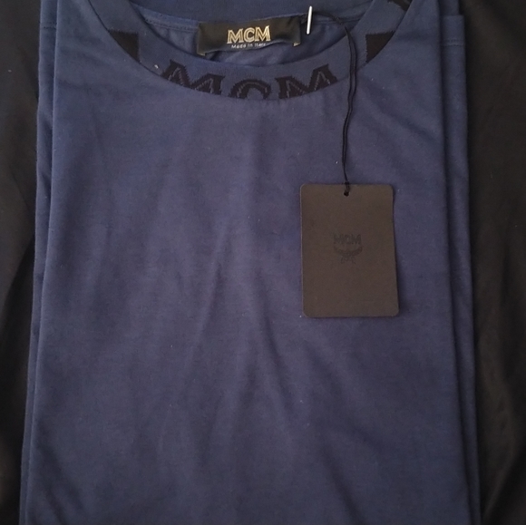 MCM Jacquard Logo Ribbed Collar T Shirt - Picture 1 of 4